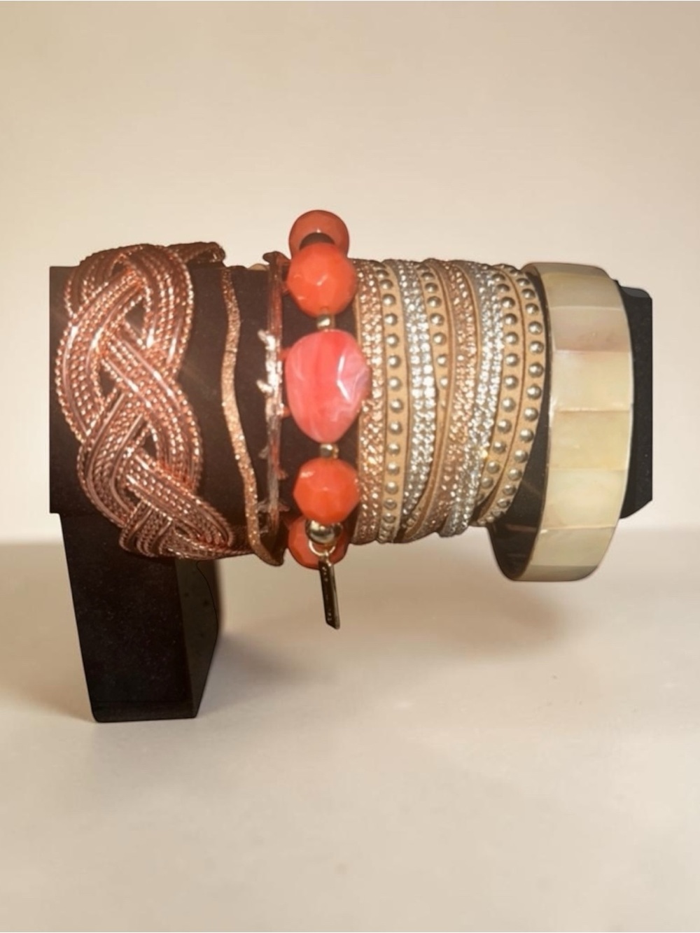 Bracelets:  Signature Faith Elegant Gold and Orange Bracelet Set